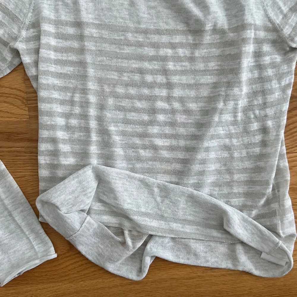 Tory Burch Grey and Silver Striped Long Sleeve (S)